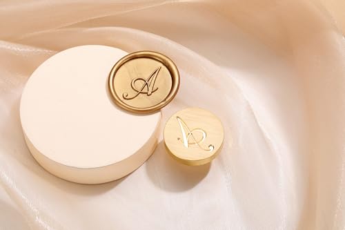 Yoption Handwritten Initial Alphabet Wax Seal Stamp, Letter A | Brass Head and Wooden Handle Sealing Stamp for Wedding Invitations, Envelopes, Christmas Cards, Gift Wrapping, Snail Mails - style: A