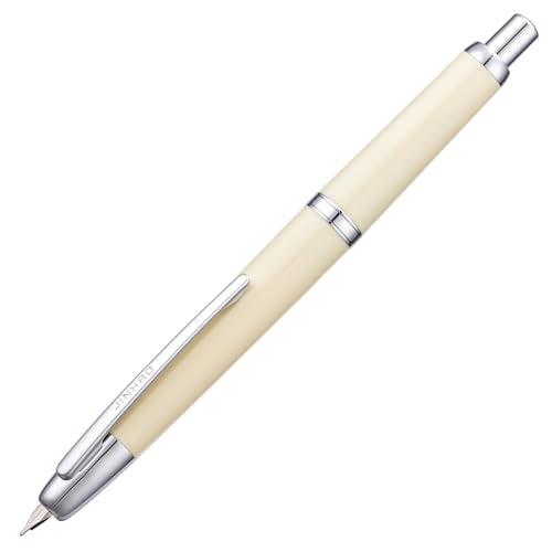 Jinhao 20 Press Fountain Pen, Ivory White Retractable Extra Fine Nib with Ink Converter Set (Silver Clip) - color: Ivory White (Silver Clip), style: Extra Fine