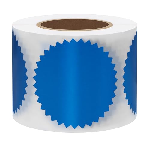 Hybsk 300pcs 2 inch Bright Blue Metallic Certificate Sealing Labels with Serrated Edge Awards Legal Embossing Stickers (Bright Blue) - color: Bright Blue
