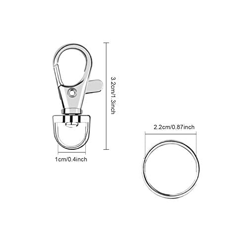 SANNIX 60PCS Lobster Claw Clasps with Key Rings,30PCS Keychains Clips Hooks - color: Silver