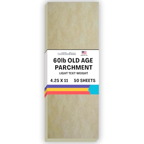 50 Old Age Parchment 60lb Text Weight 4.25 X 11 inches Half Letter Size Cut Long - Stationery Paper - Printable Old Parchment Semblance - size: 4.25x11-50 Sheets