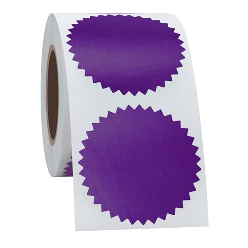 Hybsk 300pcs 2 inch Bright Purple Certificate Sealing Labels with Serrated Edge Awards Legal Embossing Stickers (Bright Purple) - color: Bright Purple