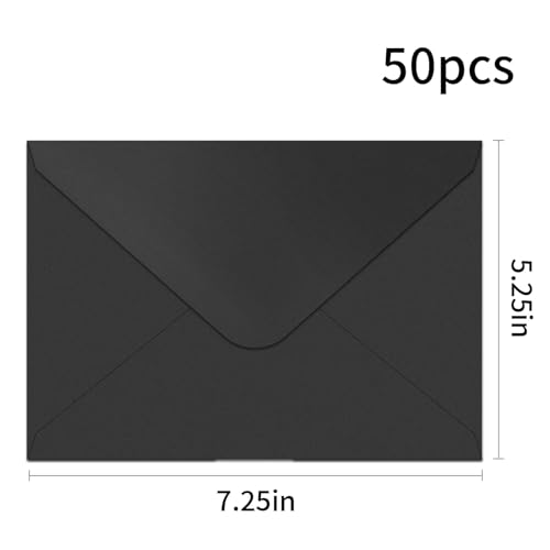 YINUOYOUJIA 50 PCS Pearl Black Envelopes A7,5 x 7 Black Shimmer Envelopes for Invitation,Perfect for Wedding Invitation Cards,Birthday RSVP Invite,5.25 x 7.25 inches - color: Black, size: 5x7