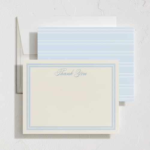 Minted Classic Start Stationery Cards, Blank Thank You Cards and Envelopes, Thank You Notes for Handwritten Messages, Note Cards & Stationery Set for Women and Men, Powder Blue Color Theme - color: Classic Start