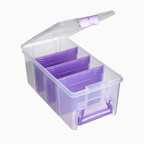 ArtBin Semi Satchel Portable Craft Organizer with 3 Dividers - Clear Plastic Storage Case for Art & Craft Supplies (Pack of 4) - color: Purple, size: Pack of 4