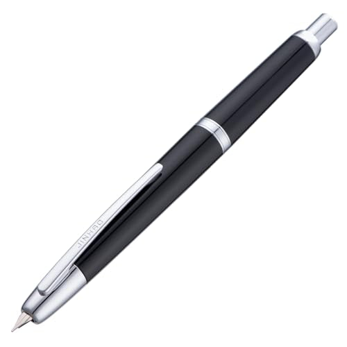 Jinhao 20 Press Fountain Pen, Piano Black Retractable Medium Nib with Ink Converter Set (Silver Clip) - color: Piano Black (Silver Clip), style: Medium