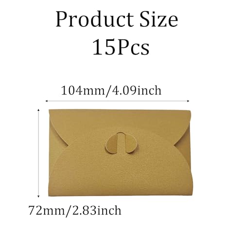 Mini Card Envelopes, 15Pcs Small Envelopes for Gift Cards, Credit Cards, Business Cards, Heart Clasp Holders for Weddings, Birthdays, Baby Showers, Parties, Gold - color: Gold