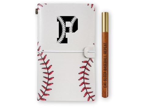 InnoBeta Baseball Gifts for Men Women, Baseball Coach Gifts Journal and Pen Vegan Leather Refillable Notebook, Sketchbook, Travel Diary, 7.8x5 Inches - P - color: P