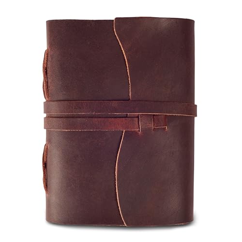 LEATHER VILLAGE Leather Bound Journal For Men Edge Cut, Rustic Brown 7x5. - color: Chocolate Brown, size: 7 inches X 5 inches