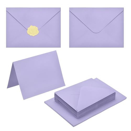 PATIKIL 20Pack Light Purple 4x6 Blank Cards and Envelopes, V Flap A6 Envelopes with Cardstock & Gold Stickers Small for Greeting Cards Wedding Greeting Birthday Invitations Letter Mailing - color: Light Purple, size: 4x6