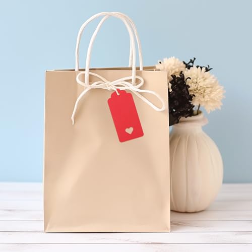 G2PLUS Red Gift Tags with String, 100PCS Hollow Heart Tag, 3.7x1.8in - style: Hollow Heart Red