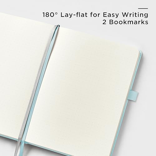 &And Per Se Dotted Notebook with Pen, A5 Hardcover Dotted Journal, 160 Pages 100GSM Thick Paper Dot Grid Journal with Fineliner Pen (Cyan) - color: Cyan, size: 160-Dotted