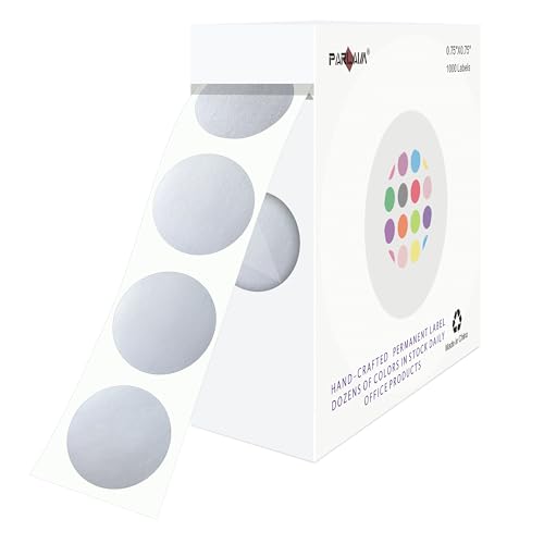 PARLAI Silver 0.75 inch Round Color Coding Circle Dots Labels in Box 1000p - color: Silver, size: 1 Roll-1000PCS