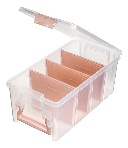 ArtBin Semi Satchel Portable Craft Organizer with 3 Dividers - Clear Plastic Storage Case for Art & Craft Supplies (Pack of 4) - color: Rose Gold, size: Pack of 4
