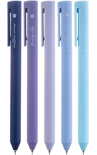 DIVERSEBEE Gel Ink Pens Assorted Colors, 0.5 mm Fine Point (Blue) | Bible Pens No Bleed Through with Cute Fine Tip, Bible Study Journaling Supplies Set, 5 Pack - color: Blue, size: 1 Count (Pack of 5)