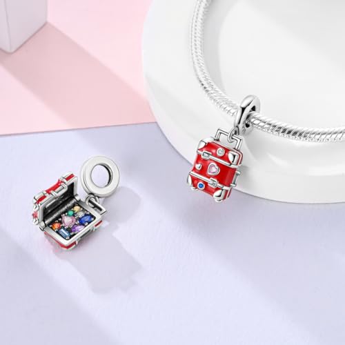 Charms for Bracelet Necklace 925 Sterling Silver Charm Beads for Woman - color: red