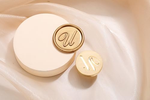 Yoption Handwritten Initial Alphabet Wax Seal Stamp, Letter U | Brass Head and Wooden Handle Sealing Stamp for Wedding Invitations, Envelopes, Christmas Cards, Gift Wrapping, Snail Mails - style: U