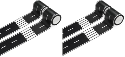 Piokio 2 Rolls of Black Road Track Tape, Race Cars Decorations for Kids Birthday Party, 33" x 2.4" Each Roll (Pack of 2) - size: 2 rolls (Pack of 2)