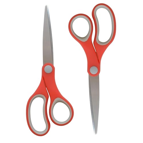 Westcott School Scissors for Kids Ages 12 and Up - Back to School Essentials and Classroom Supplies - 7-Inch Pointed Student Scissors - for Right- or Left-Handed Use - Red/Gray - 2 Pack - style: All-Purpose