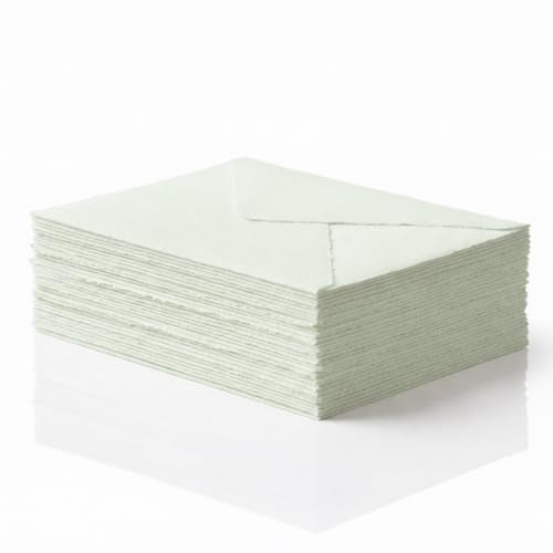Wanderings Handmade Green Deckle Edge Envelope - Large 6.25" x 9.25" Package of 25 - for Announcements Wedding Invitations Greeting Cards Crafts - 150 GSM - color: Light Green, size: Large 6" x 9.5"