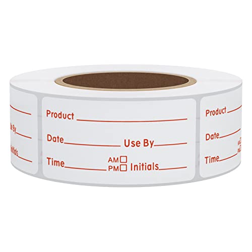 Hybsk 500pcs Freezer Labels for Food Storage Removable FIFO Use By Food Preparation Stickers Prep Date 1 x 2 Inch Labels (Red) - color: Red