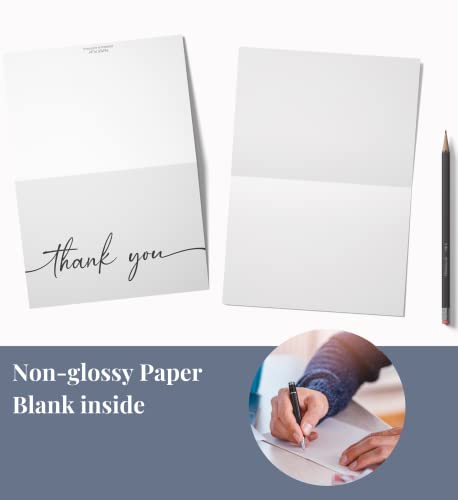 Bulk Pack of 20 Thank You Cards with Kraft Envelopes and Matching Stickers | Classy Designs 4x6 Inches Modern & Minimalistic Design | Suitable for Business, Baby Shower, Wedding, Small Business, | 4 x 6 Inches, Suitable for Business, Baby Shower, Wedding,