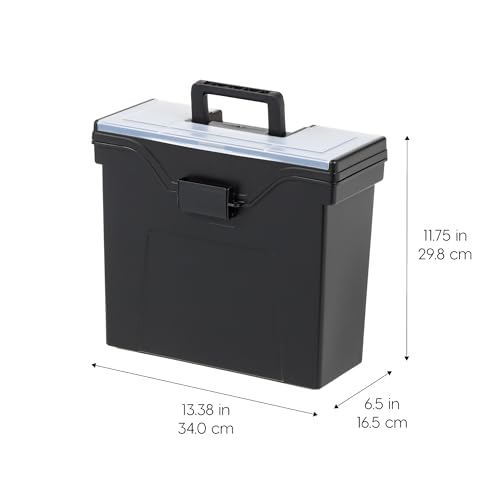 IRIS USA Slim Portable File Box Organizer with Lid, Letter Files, Black - style: Black (Slim) - Single