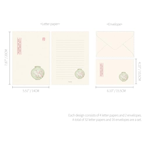 Monolike Minwha Letter Paper and Envelopes Set - 8Type, 32 Letter Paper + 16 Envelopes - color: Minwha