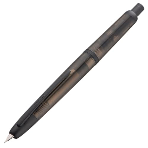 Jinhao 20 Press Fountain Pen, Transparent Black Retractable Fine Nib with Ink Converter Set (Black Clip) - color: Transparent Black (Black Clip), style: Fine