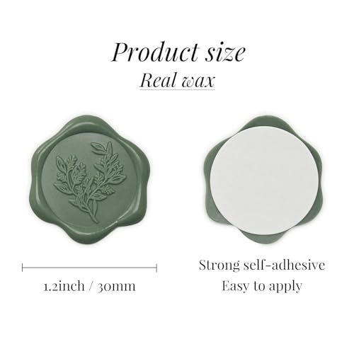 UNIQOOO Wax Seal Stickers - Eucalyptus Wedding Invitation Envelope Seal Stickers, 50 Pcs Self- Adhesive Olive Green Stickers, Perfect for Invitation, Envelopes, Gift Wrapping, Christmas - color: Eucalyptus Leaf - Olive Green, size: Eucalyptus leaf,50