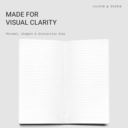 Cloth & Paper Travel Notebook | Lined Notes – Ash | Pocket Plus Lined Journal 3.2" x 6" | Writing Notebook, Journaling, Lists, Planning, Study Notes & Organized Writing – Soft Touch Cover - color: Ash