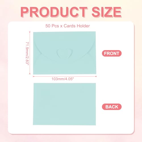 PATIKIL Mini Card Envelopes 4"x2.8", Cute Cards Holder with Heart Clasp for Birthday Weddings Favors Business Greeting Cards (Light Blue, Pack of 50) - color: Light Blue