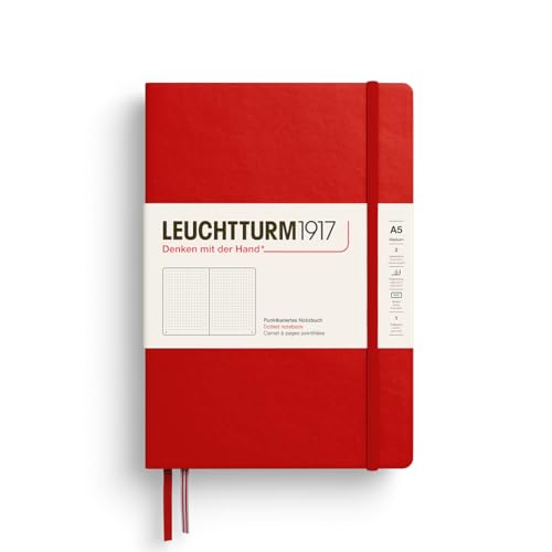 LEUCHTTURM1917 - Notebook Hardcover Medium A5-251 Numbered Pages for Writing and Journaling (Cherry, Dotted) - color: Cherry, style: Dotted