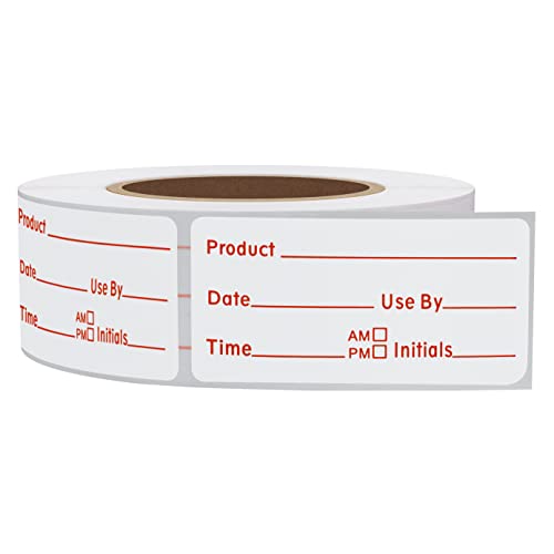 Hybsk 500pcs Freezer Labels for Food Storage Removable FIFO Use By Food Preparation Stickers Prep Date 1 x 2 Inch Labels (Red) - color: Red