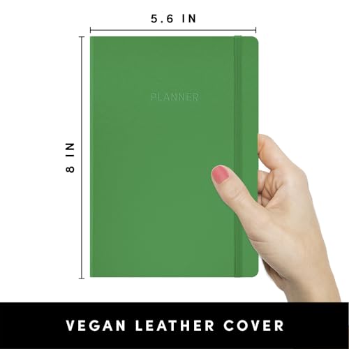 PAPERAGE Undated Weekly & Monthly Hardcover Planner (Green), 5.6 in x 8 in, Includes Lined Note Pages & 2 Sticker Sheets - color: Green, style: Casebound