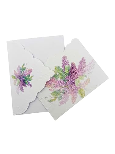 Poster Foundry Set of 3 - Summer Lilacs Boxed Note Cards by Carol Wilson. 10 embossed 4x5 Die-Cut Notecards and Matching Envelopes in Decorative Gift Box with Magnetic Flap. NCP2353 - color: Floral - Summer Lilacs, style: 3 gift box sets / 30 cards total