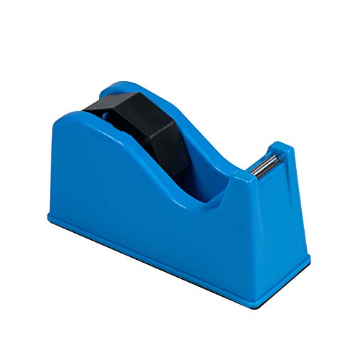 Desktop Tape Dispenser Adhesive Roll Holder (Fits 1" & 3" Core) with Weighted Nonskid Blue - color: Blue