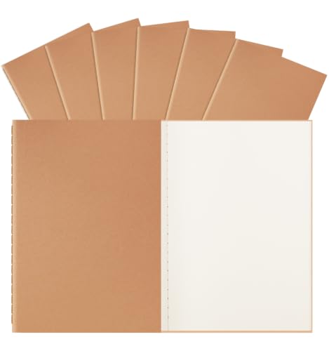 6 Pack A5 Blank Kraft Notebooks Bulk, 8.3x5.5 Inches, Journaling Notebooks - color: Brown, style: Brown-6-Blank
