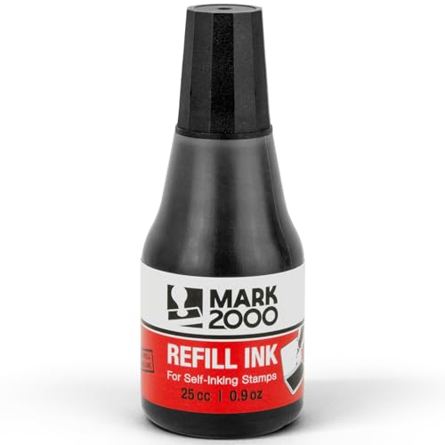 Mark 2000 Premium Black Self-Inking Refill Ink + Stamp Pad - 2" by 4" - Quality Felt Pad - color: Black, size: Ink bottle + (2" x 4") Stamp Pad