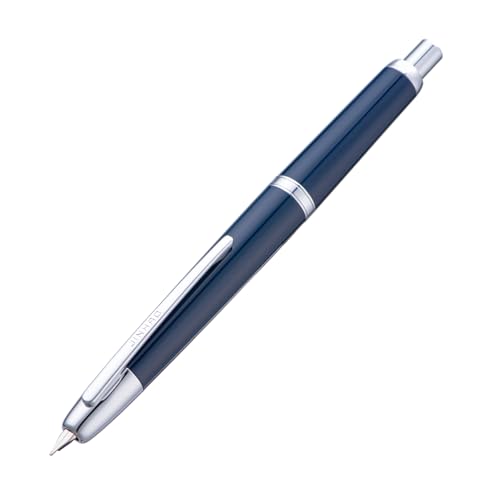 Jinhao 20 Press Fountain Pen, Dark Blue Retractable Fine Nib with Ink Converter Set (Silver Clip) - color: Dark Blue (Silver Clip), style: Fine