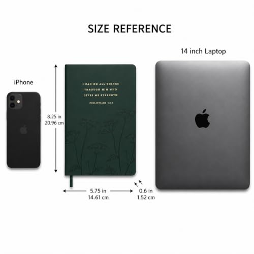 Eccolo Christian Journal Notebook Hardcover Lay Flat 192 Ivory Lined Pages - color: Dark Green, size: 6X8