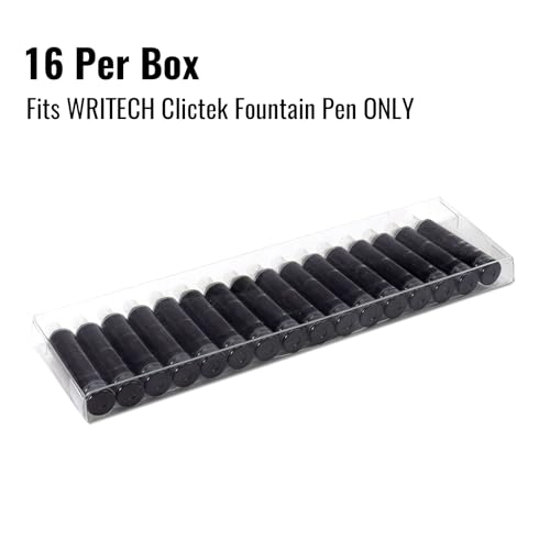 WRITECH W-1784 Cartridge Black Ink: 16ct for Clictek Fountain Pen - color: 16ct Black Cartridges