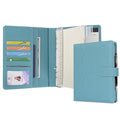 WASON A5 Binder PU Leather Journal Ring Portfolio Lined Notebook Refillable Paper Diary with Removable Clipboard Writing Notepad for Travel Business School Agenda Organizer (Cyan) - color: Cyan