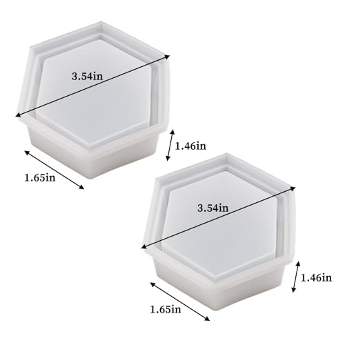 Wehous 2PCS Hexagon Candle Jar Silicone Molds, Geometric Container Plant Pot Silicone Molds for Resin Concrete, Epoxy Resin Casting Storage Box Molds for Jewelry Holder Trinket Tray Art Craft Decor - color: 2x hexagon