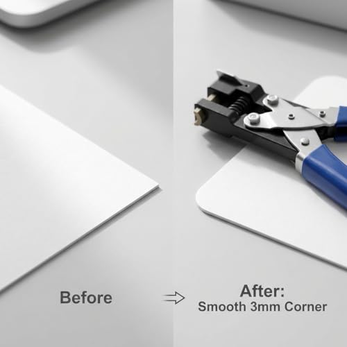 QWORK Corner Rounder Cutter R3 (3mm Radius), Smooth Edge Trimmer for PVC Cards, Photos & Paper Projects