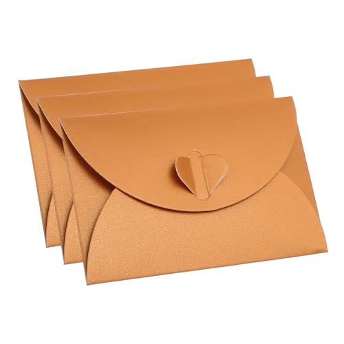 PATIKIL Gift Card Envelopes, 12 Pack Heart Shaped Clasp Small Gift Cards Holder Mini Envelope for Birthdays Weddings, Orange - color: Orange