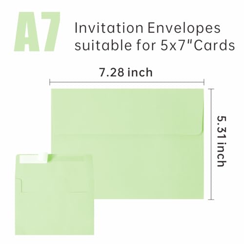 50 Pack A7 Envelopes, Colored 5x7 Invitation Envelopes, Self Seal Envelopes Printable, for Weddings, Greeting Cards, Photos, Postcards, Mailing, Party - color: Multicolor, size: 50 Pack A7 Envelopes (5.31x7.28in)