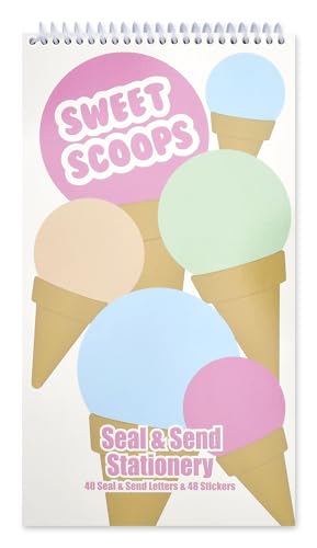 iscream Fold and Send Girls Stationery Card Pad with Seals - Tasty Scoops - color: Tasty Scoops