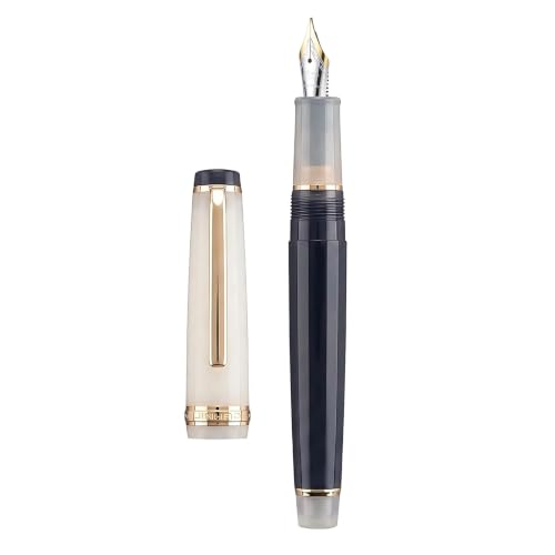 Jinhao 82 Clear Acrylic Fountain Pen 2-Pack, Fine Nib, Gray/Ivory White - color: Clear Gray & Clear Ivory White