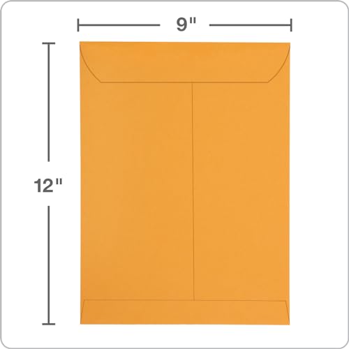 Columbian 9 x 12 Catalog Envelopes with Self Seal Closure, 28 lb Brown Kraft, for Mailing Flat Letter Size Documents or Photos, 100 Per Box (COLO341) - size: Large